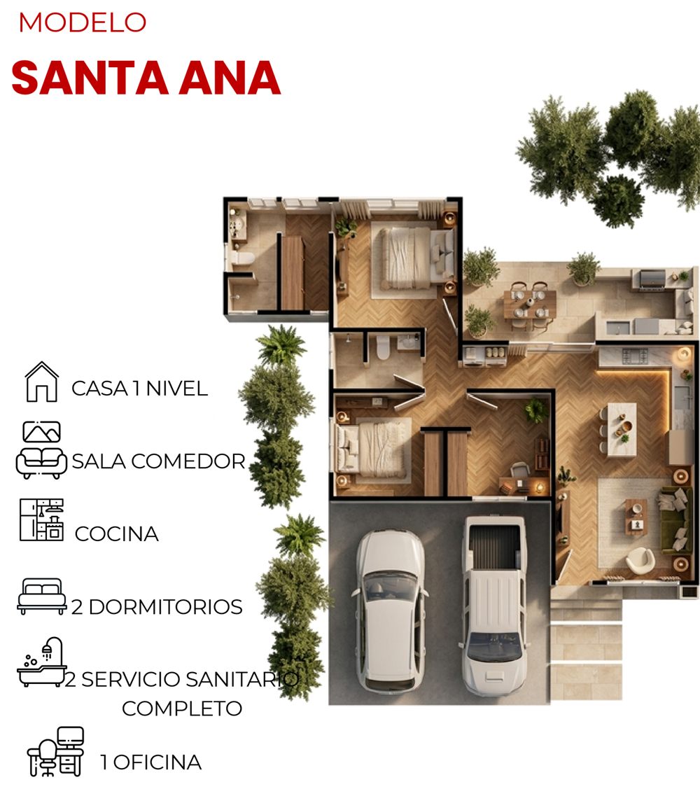 Plano de distribución del modelo Santa Ana