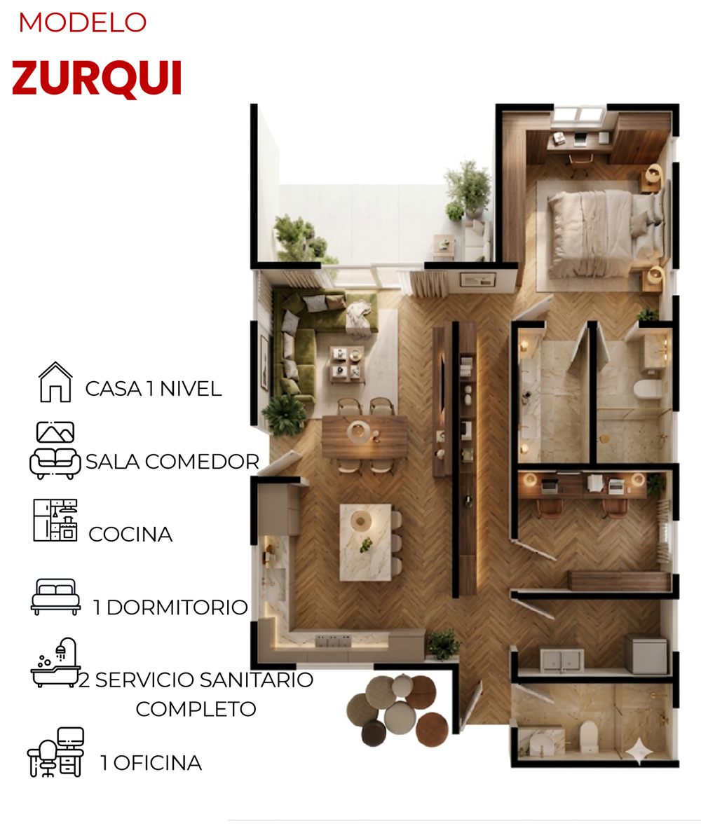 Plano de distribución del modelo Zurquí